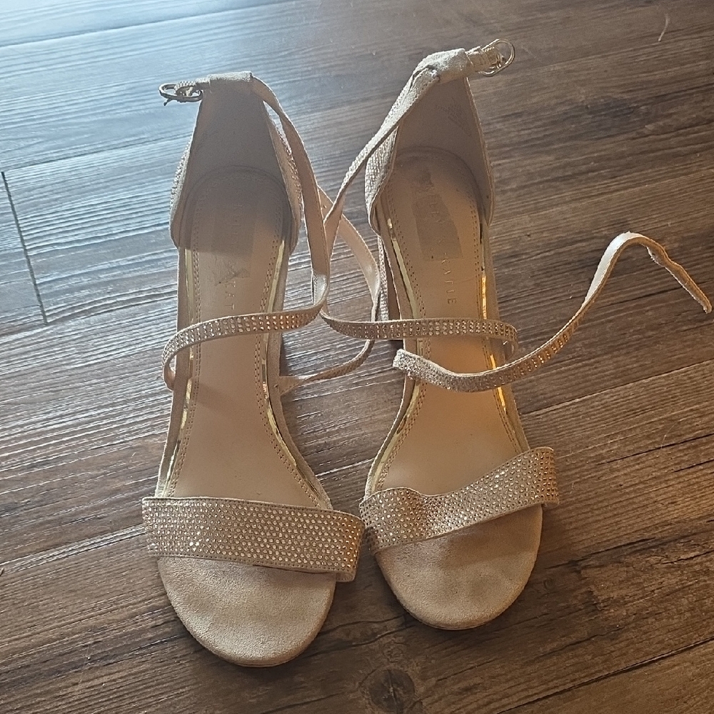 Kelly & Katie Metallic Gold Ankle Tie Heels